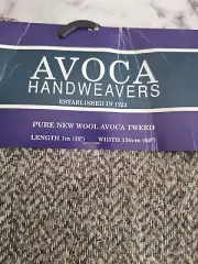 Vintage Avoca Handweavers Wool Tweed Herringbone Fabric Gray 39" x 60" Ireland