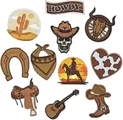 HEYTRCO 11PCS Western Cowboy Iron on Patches, Saddle Boots Belts Leather Embroidered Patches for Clothes, Custom Native American Applique for Hats, Jeans, Jackets, Bags, Backpacks, Dress, Shoes