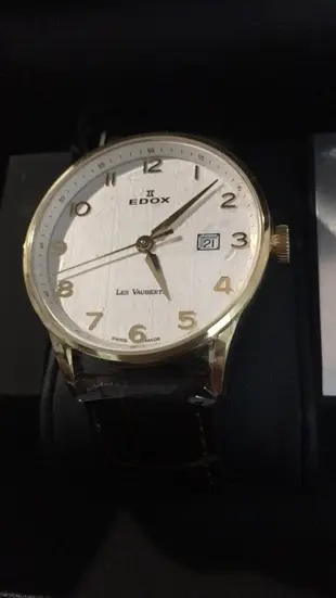 EDOX Les Vauberts 經典都會腕錶-白x金框/39mm