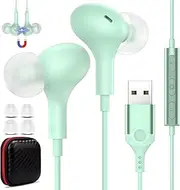 USB Headset with Microphone for PC Laptop,7.5Ft USB A Headphones Earbuds for Computer with in-Line Control Noise Cancelling Lightweight Wired Computer Headphones for Dell/HP Zoom School Class,Green