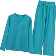 [Perfeclan] Scrubs Set Workwear Scrub Set Breathable with Pockets Comfortable Work Clothing with Pants Doctor Costume Top and Pant Set