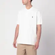 [Polo Ralph Lauren] White cotton polo shirt Original-Fit L Blue