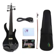 5String 4/4 Electric Silent Violin Solid wood Nice Tone Free Case Black#EV20