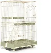 2/3 Tier Cat Playpen, Cat Cage Indoor, DIY Cat Enclosures, Resin, Double Drawer Tray, Detachable, with Wheels, Platform, Cat House, Small Animal Cage(Green,2-tier)