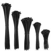 500pcs Cable Zip Ties, Plastic Ties Wraps, Self-Locking Tie, 5 Sizes, Black