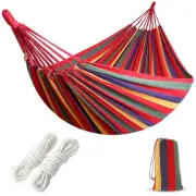 Outdoor Lightweight Single 1 Person Cotton Hammock with Carry Bag and Tree Strap