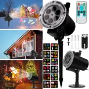 Navidad Proyector Laser Luces Copo de Nieve Impermeable Para Exteriores w/Remoto