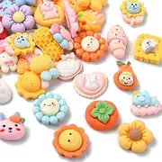 UR URLIFEHALL 100 Pcs Slime Charms Resin Carton Set Cabochons Mixed Lot Assorted Resin Flatback Cute Sets for Scrapbooking Embellishments Refrigerator Cup Decorations