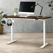 Oikiture 150CM Electric Standing Desk Single Motor Height Adjustable Sit Stand Table Top Walnut