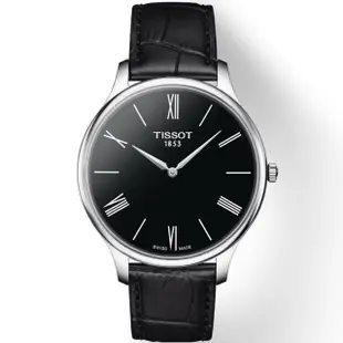 【TISSOT 天梭】官方授權 Tradition 羅馬薄型石英錶-黑 送行動電源(T0634091605800)