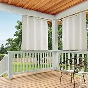Town & Country Basics Cabana Solid Heavyweight Indoor Outdoor Curtains, Light Filtering Opacity with Grommet Top, Water Repellent, 2-Pack Set, 54"x63", Vanilla