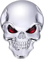 Luxshiny Skull Metal Car Decal Badge Sticker Silver Skull Auto Ornament for Cars Trucks Suvs Motorcycles More Easy DIY Installation Fit Durable Metal Material