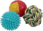 WagTime Puppy Textured Ball Trio - Durable, Chew-Resistant Play Balls for Puppies - Interactive, Safe & Fun Dog Toys - Ideal for Teething & Training - Vibrant Colours, 3-Pack