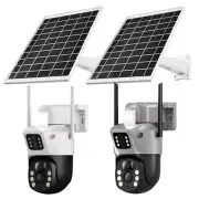Solar Security Dual Lens Camera Outdoor Home 4MP Wifi Wireless IP Cam CCTV NEW