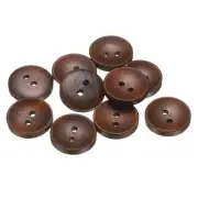 10pcs Wooden Sewing Button 18mm 2 Holes Round Craft Button Medium Brown