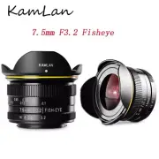 Kamlan 7.5mm F3.2 APS-C Wide-angle Fisheye Lens Manual Focus for M4/3 M43 Camera