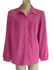 RM WILLIAMS Women Sz 12 Pure Silk Blouse Annes Long Sleeve Semi-Fitted Pink NEW