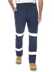 King Gee Stretch Bio-Motion Navy Cargo Pant With Tape