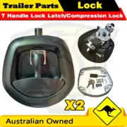 2x Black Whale Tail T Handle Lock Latch/Compression Lock Trailer Ute Toolbox