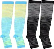 Hoement Obese Compression Socks 2 Pairs Running Socks Open Toes Leg Compression Sleeves for Men Women Size l