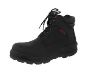 Mens Black Work Boot Leather Steel Toe Oil Slip Resistant Laces Size 9.5-11.5