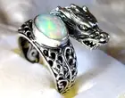 Ethiopian Opal Dragon Ring / size 6 / 925 Sterling Silver / 1.15 cts, 10.5 g