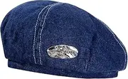 [ZLLkeji] Beret Hat Denim Korean Style Women Beret Cap Stylish and Elegant Warm Beret Autumn Winter Spring Newsboy Hat Women's Dark Blue, darkblue, 57