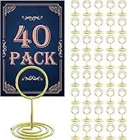 40PCS Table Number Holders, Place Cards Holder, Mini Food Labels Menu Holder, Photo Holders, Idea For Centerpieces, Wedding, Birthday, Party Decoration (Gold) (kt-009)