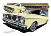 FORD XT GT FALCON SPRINGTIME YELLOW A2 FRAMED PRINT (FT067C)