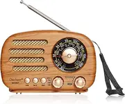 Oncheer Portable Vintage Decor Radio, Retro Bluetooth Speaker, FM/AM/SW Old Fashion Classic Style, Adjustable Antenna, Rechargeable Battery Powered, Support TF Card, USB Playing Music-Light Color