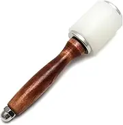 (Straight Head) - QWORK 20cm Leather Carving Hammer, DIY Leathercraft Mallet with Nylon Straight Head Wood Handle, Sew Leather Cowhide Tool Kit