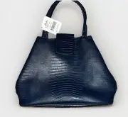 geir ness laila Shoulder bag Dark Blue Croc Embossed vegan Exterior