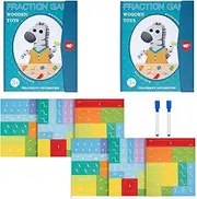 204 Pcs Magnetic Fraction Activity Class Set, Magnetic Fraction Tiles, Math Manipulatives for Kid, Classroom Learning Tool, Homeschool Supply