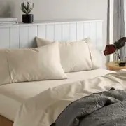 Accessorize Bedroom Collection Queen Natural Accessorize - Linen 1500TC Cotton Rich Sheet Set