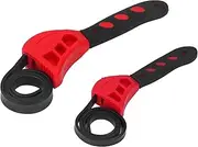 Respicefinem 2 Pcs Belt Wrench Multi Purpose Adjustable Rubber Strap Wrench 6in 8in Ideal for Car Maintenance With Soft Bendable Strap High Elasticity Rubber Material And ABS (Red)