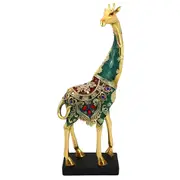 Golden Jewelled Giraffe Statue On Black Base