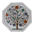 12" marble Inlay corner table top semi precious stones Handmade work