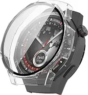 YAODLE Compatible for HUAWEI WATCH GT 5 Pro 46mm Case with 9H Tempered Glass Screen Protector, Full Coverage Ultra-Thin PC Cover Bumper(Transparent)
