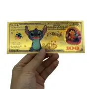 24k gold foil plated Disney Collectible Stitch "Happy Time !" Banknote #1/7