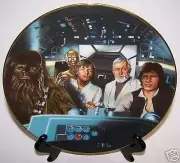 Star Wars 8½" Plate Crew In Cockpit Empire ROTS Jedi Movies 24K Gold