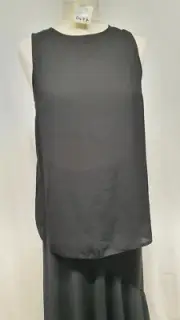 Primark Black Sheer Sleeveless Crew Neck Tunic Top Size 10 (497