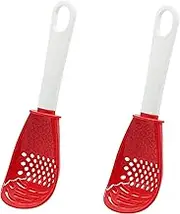 Ouboda Pack of 2 Multifunctional Cooking Gadgets, 6 in 1 Cooking Utensils Slotted Spoon, 356°F Heat Resistant Kitchen Gadgets, Egg Separator, Cooking, Draining, Mashing, Grating, Cooking Spoon