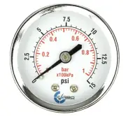 2" Pressure Gauge - Chrome Plated Steel Case, 1/4"NPT, Back Mnt. 15 PSI