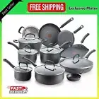 T-fal Ultimate Hard Anodized Nonstick 17 Piece Cookware Set, Black