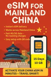 Best CHINA esim Data Travel e sim High-Speed 5G /4G 15 Days 10 GB