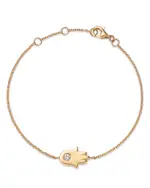 Bloomingdale's Fine Collection Diamond Hamsa Hand Link Bracelet in 14K Yellow Gold, 0.10 tcw