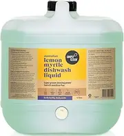 SimplyClean Lemon Myrtle Dishwash Liquid - Natural Dish Soap with Pure Australian Lemon Myrtle Essential Oil - Concentrated Grease Cutting Formula - Gentle on Skin - 15 litre