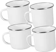 GLEAVI 4pcs Portable Enamel Camping Mug Lightweight Travel Cups for Outdoor Use for Coffee Tea and Drinks for Picnics and Gatherings