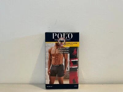 Polo Ralph Lauren 3 Pack Classic Fit Cotton Boxer Briefs Men's S RedBlk