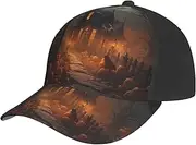 [EdWal] Scary Halloween Print Fashion Hat Adjustable Baseball Cap Dad Hat Quick Dry Mesh Back Ball Caps for Men Women Black, Black, One size